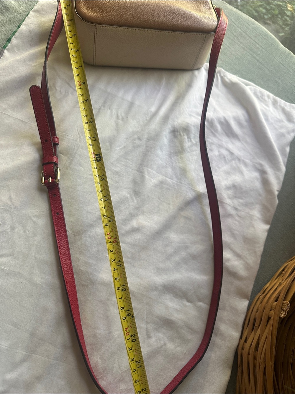 Cole Haan Benson Camera Bag- Light Brown Camel Cream and Red Leather - Picture 15 of 16